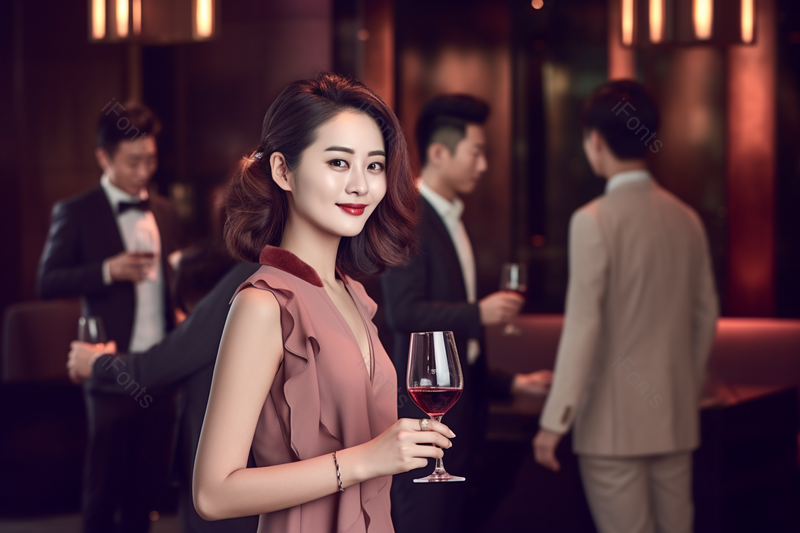 聚会上年轻同事用红酒碰杯庆祝,高清,摄影图,摄影图片,图片大全,摄影图免费下载